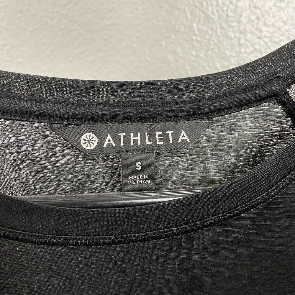 Athleta Vapor T-Shirt S Black Sheer Lightweight Breathable Crew Neck - Picture 10 of 10